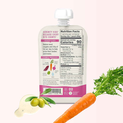 Serenity Kids Organic Veggie Puree Pouches – Clean-Label First Foods for Mindful Parents, 6+ Months Savory Baby Meal