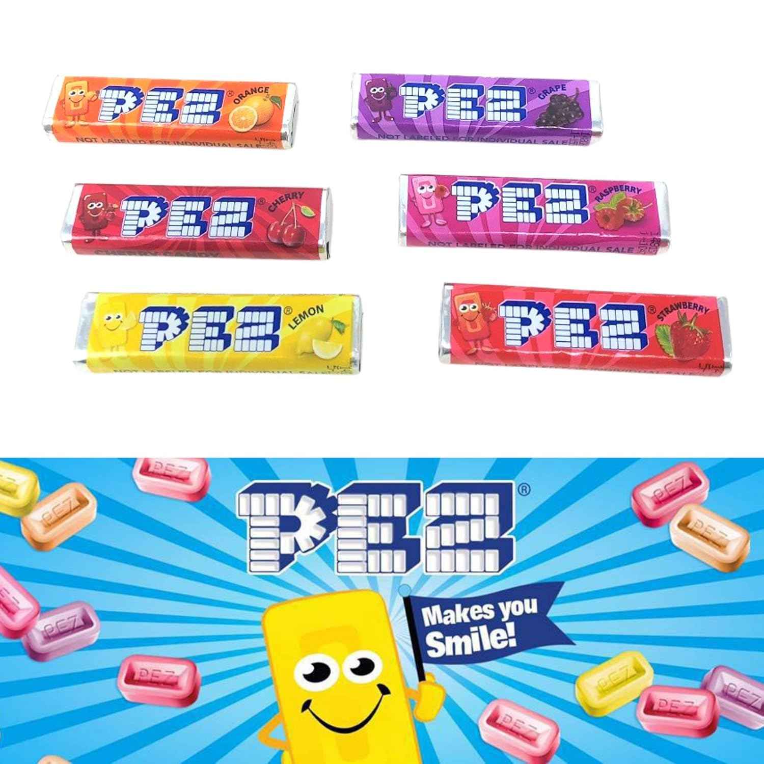 PEZ Candy Refill Rolls – Holiday Stocking Stuffer for Kids and Collectors, Mixed-Fruit Variety