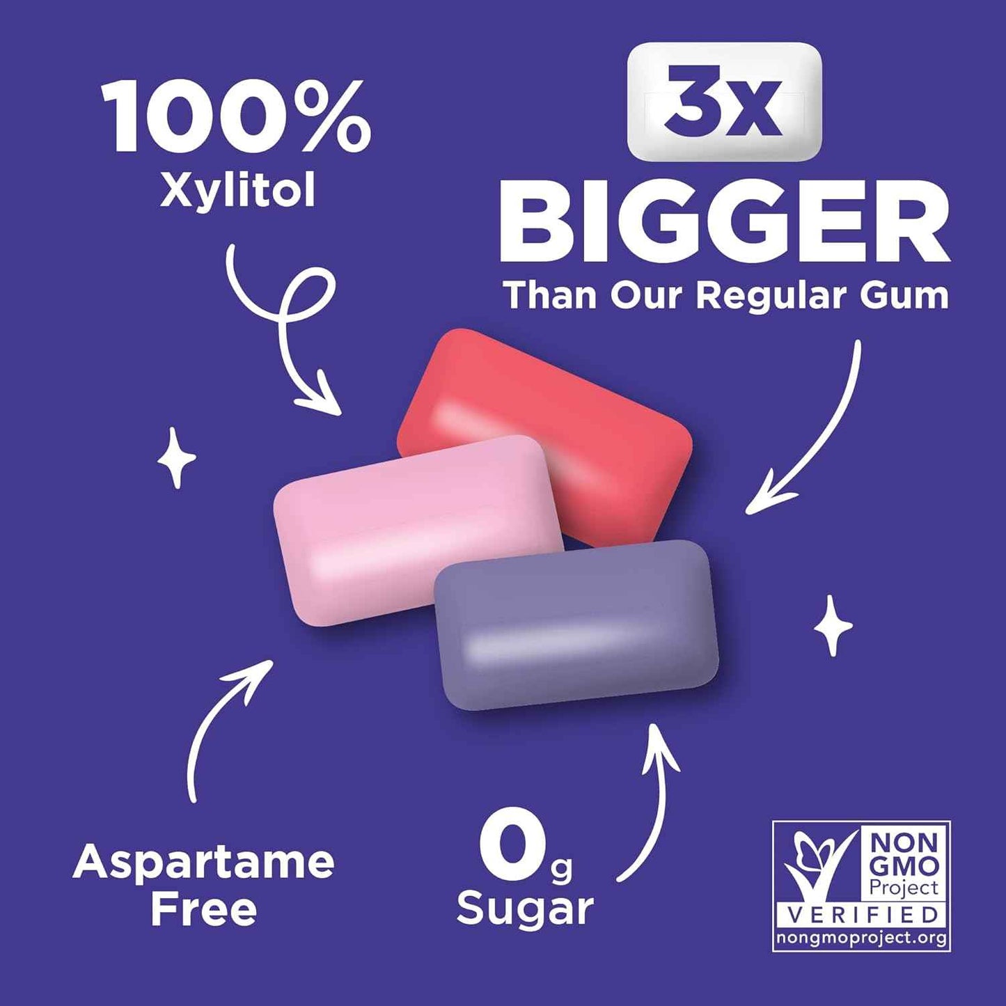 PUR Jumbo Gum | Aspartame-Free Kids Chewing Gum for School Lunchboxes | Nut-Free Bubblegum 20-Count