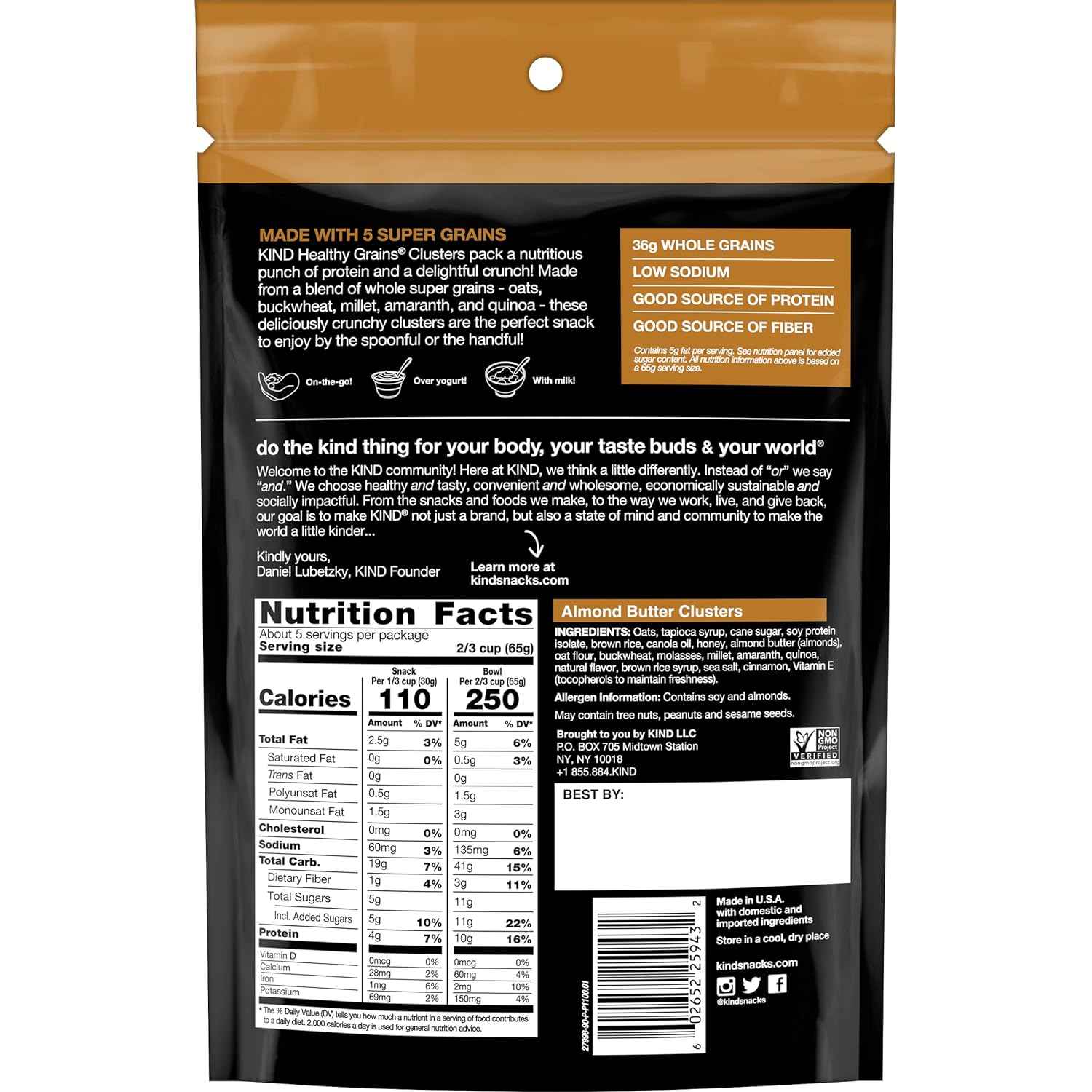 KIND Almond Butter Whole Grain Clusters, 11 Oz – Clean-Label Morning Ritual for Mindful Breakfast Bowls