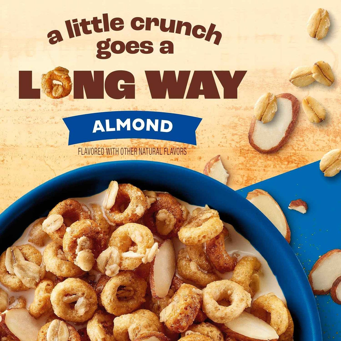 Cheerios Oat Crunch Almond Cereal – High Fiber Pantry Staple for Clean Eating and Self Care Mornings, 24 oz