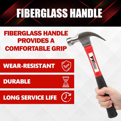YIYITOOLS 16-oz Rip Hammer with Fiberglass Handle – Durable Tool for Yard and Outdoor Projects