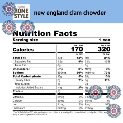 Campbell's Homestyle New England Clam Chowder Soup, 16.3 oz Can – 2-Minute Microwave Lunch for Back-to-Back Workdays