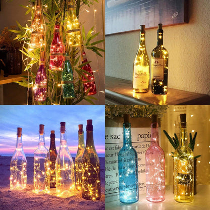 Aluan Waterproof Wine Bottle Lights 10 Pack – Battery String Lights for Patio, Balcony and Outdoor Dinner Tables, Warm White