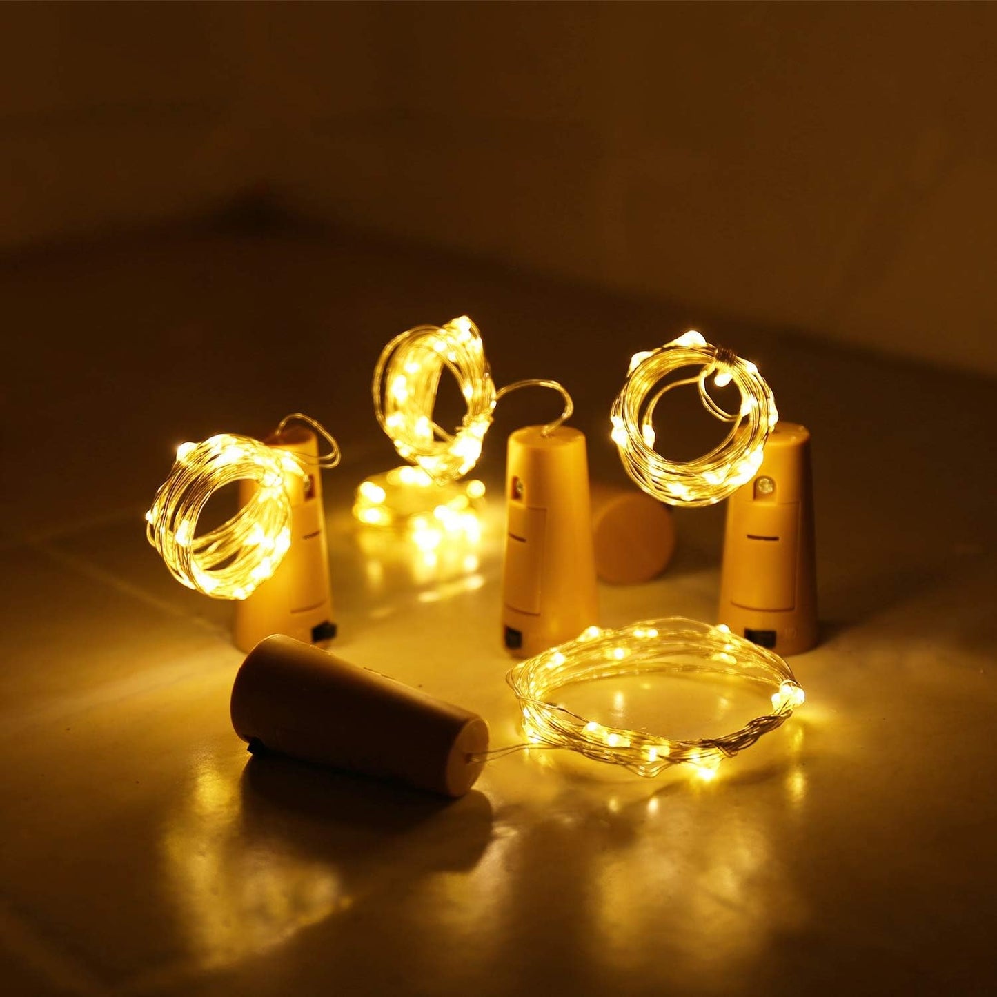 Aluan Waterproof Wine Bottle Lights 10 Pack – Battery String Lights for Patio, Balcony and Outdoor Dinner Tables, Warm White