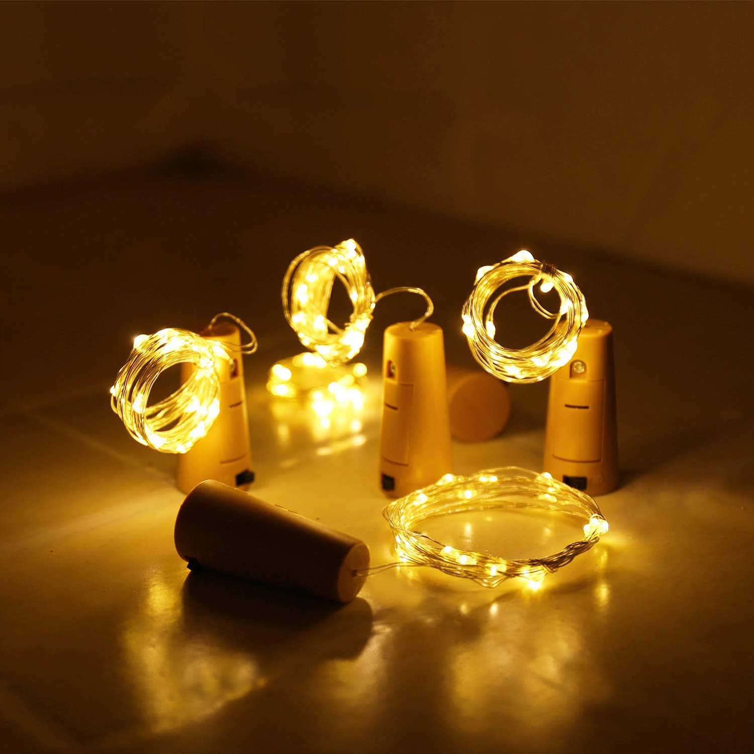Aluan Waterproof Wine Bottle Lights 10 Pack – Battery String Lights for Patio, Balcony and Outdoor Dinner Tables, Warm White