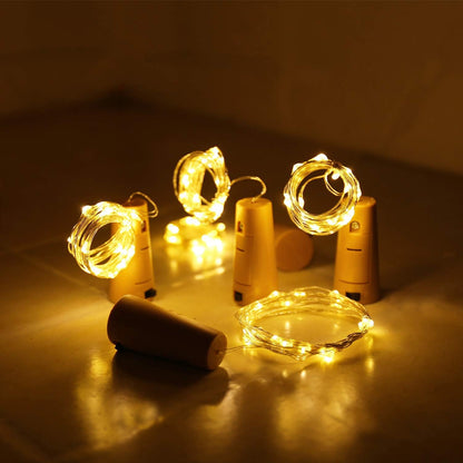 Aluan Waterproof Wine Bottle Lights 10 Pack – Battery String Lights for Patio, Balcony and Outdoor Dinner Tables, Warm White