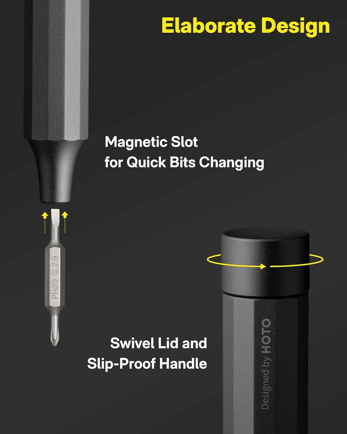 HOTO 24-in-1 Mini Screwdriver Pen – Workbench Companion for PC Builders and IT Technicians, Magnetic Precision Driver