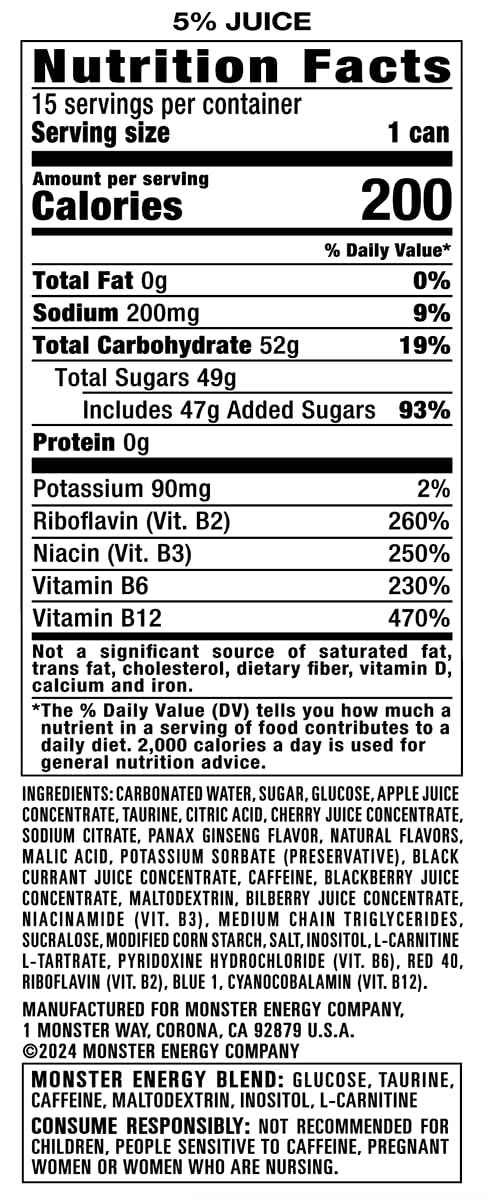 Monster Energy Juice Viking Berry Energy + Juice Drink, 16oz Cans for Late-Night Study Sessions and College Dorm Focus, 15 Pack