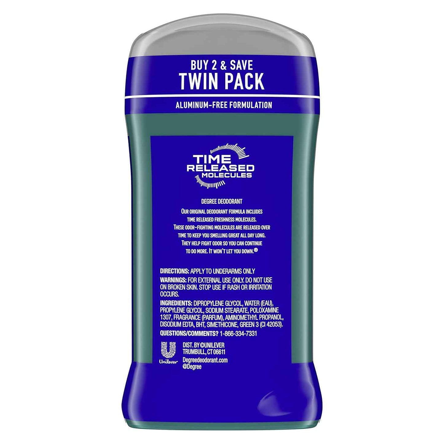 Degree Men Original Arctic Edge Deodorant 48-Hour Odor Protection Aluminum-Free Twin Pack for Sensitive Skin Daily Self-Care