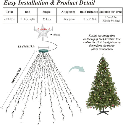 aneeway Flameless Star Tree Lights – Safe Holiday Lighting for Homes with Kids and Pets, No Fire Risk