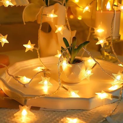 ANJAYLIA Star String Lights – Cozy Bedroom Aesthetic Decor, 20 LED Warm White Glow