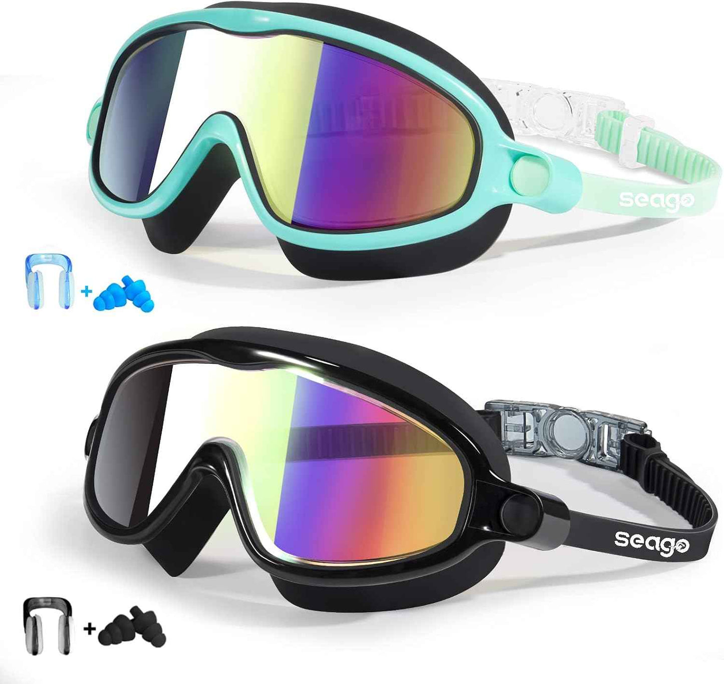 Seago Swim Goggles 2 Pack – Kids Swim Goggles for Ages 3-14, Anti-Fog Pool Gear for Swim Lessons and Backyard Fun