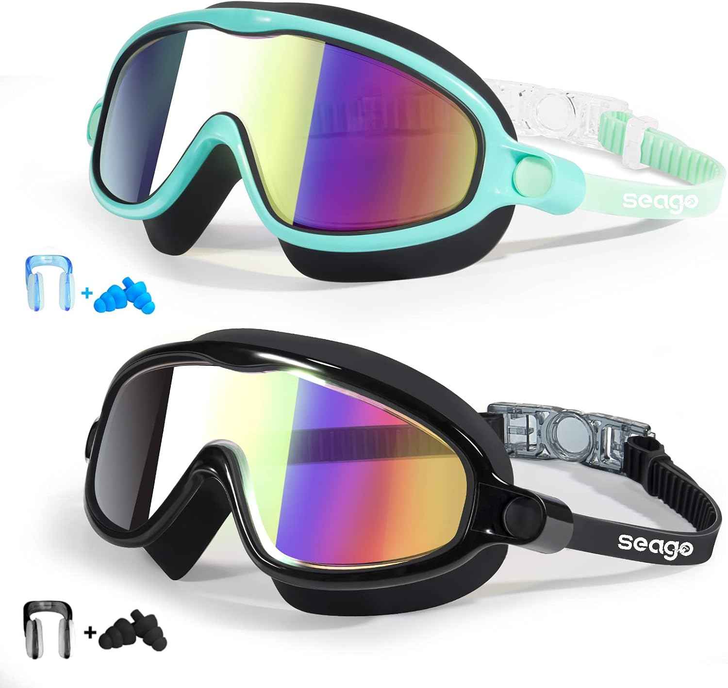 Seago Swim Goggles 2 Pack – Kids Swim Goggles for Ages 3-14, Anti-Fog Pool Gear for Swim Lessons and Backyard Fun