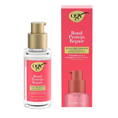 OGX Bond Protein Repair Sealing Serum – Overnight Wind-Down Ritual for Damaged Hair, No-Rinse Leave-In Treatment