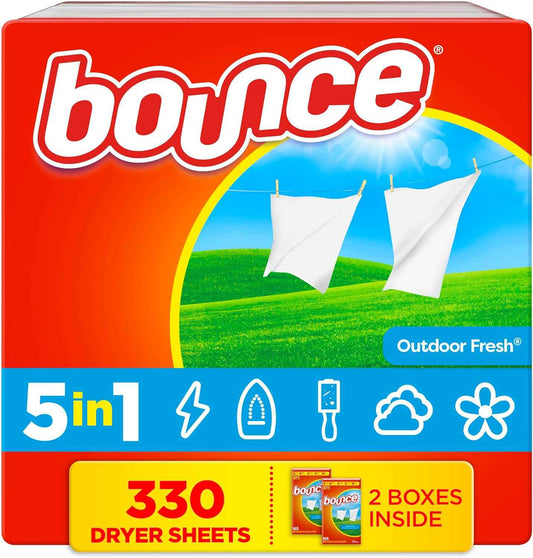 Bounce Outdoor Fresh Dryer Sheets 330ct for Yoga Room Linens, Lasting Nature-Inspired Scent