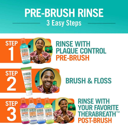 TheraBreath Pre-Brush Mouthwash – Dentist-Formulated Clean Formula Without SLS, Parabens, or Dyes