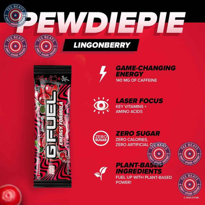 G Fuel PewDiePie Variety Flavor Energy Sticks – Birthday Gift Box for Esports Fans and PewDiePie Subscribers