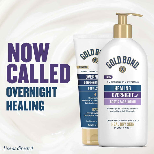 Gold Bond Healing Overnight Lotion for Dry Skin – Lavender Scented Nightly Moisturizer for a Calming Bedtime Ritual