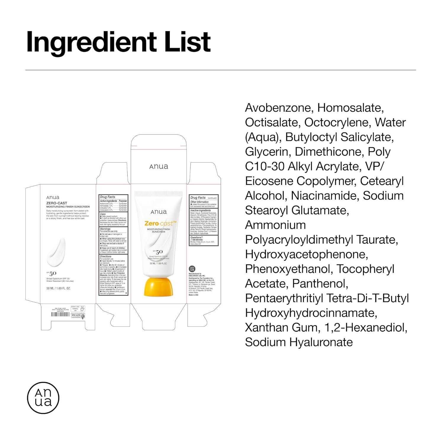 Anua Zero-Cast Moisturizing Sunscreen SPF 50 – Hyaluronic Acid Daily Sun Care for Mindful Morning Routine