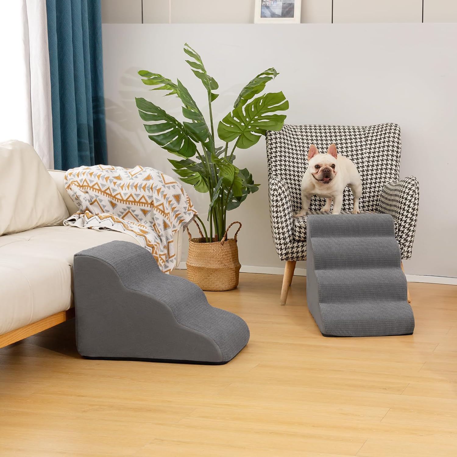 Aodisman Foam Pet Stairs – Non-Slip Steps for Senior Dogs and Cats, Joint-Safe Sofa Access