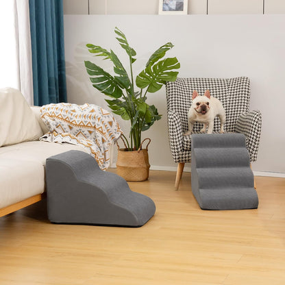Aodisman Foam Pet Stairs – Non-Slip Steps for Senior Dogs and Cats, Joint-Safe Sofa Access