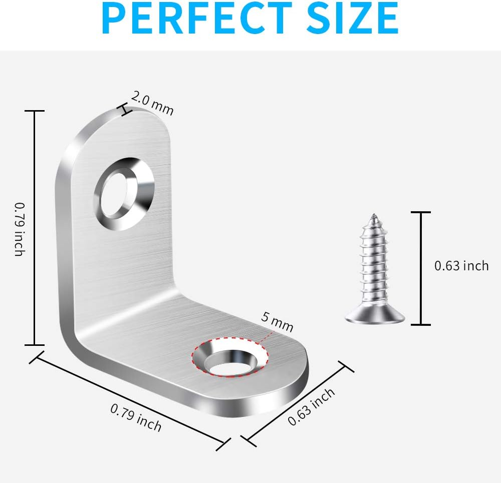 AODLANA Stainless Steel L Brackets – Stylish Hardware for Living Room Furniture, Reinforce Bookcase Corners