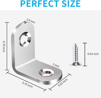 AODLANA Stainless Steel L Brackets – Stylish Hardware for Living Room Furniture, Reinforce Bookcase Corners