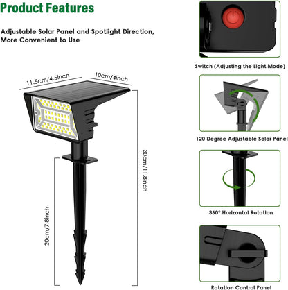 Aogek Solar Spot Lights Outdoor 4 Pack — Wire-Free, Cool-to-Touch Security Lighting Safe Around Kids, Pets and Walkways