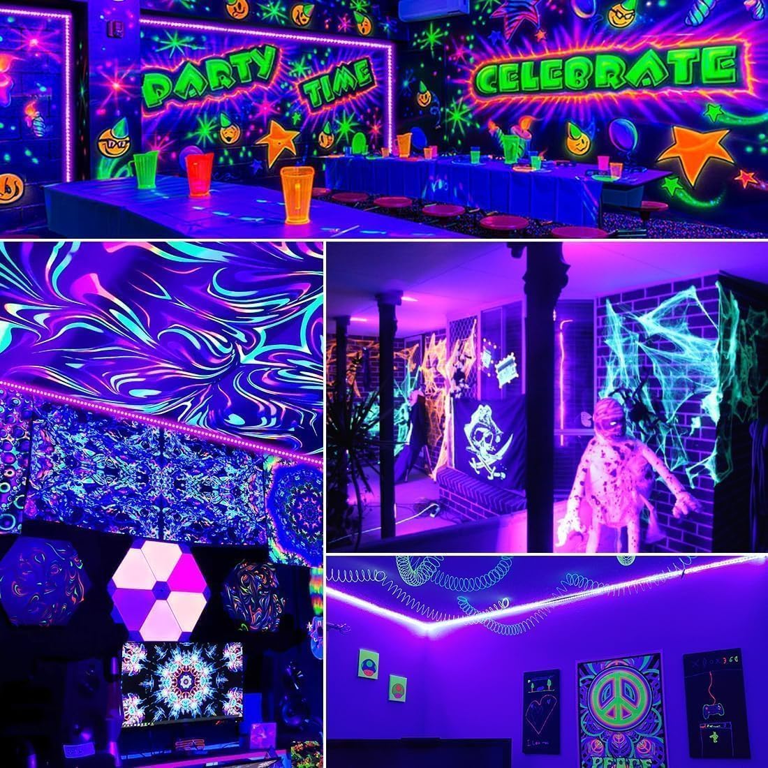Aogiftr Blacklight LED Strip Kit – Thoughtful Housewarming Gift for Party Lovers, 3 Modes Dimmable Glow Lighting