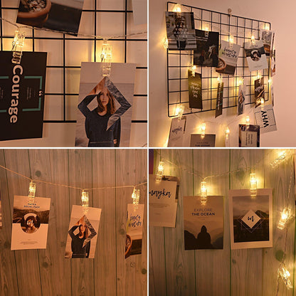 AOSTAR Kids Artwork Display String Lights – Safe LED Photo Clips for Playroom, Battery Operated No Flame