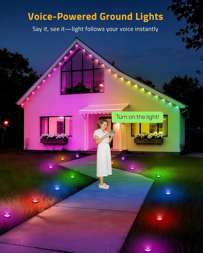 Aoycocr Outdoor Ground Lights – App-Controlled 50FT Pathway String for Patio, Driveway, and Campsite Ambiance