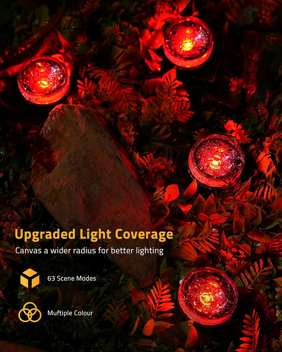 Aoycocr Outdoor Ground Lights – App-Controlled 50FT Pathway String for Patio, Driveway, and Campsite Ambiance