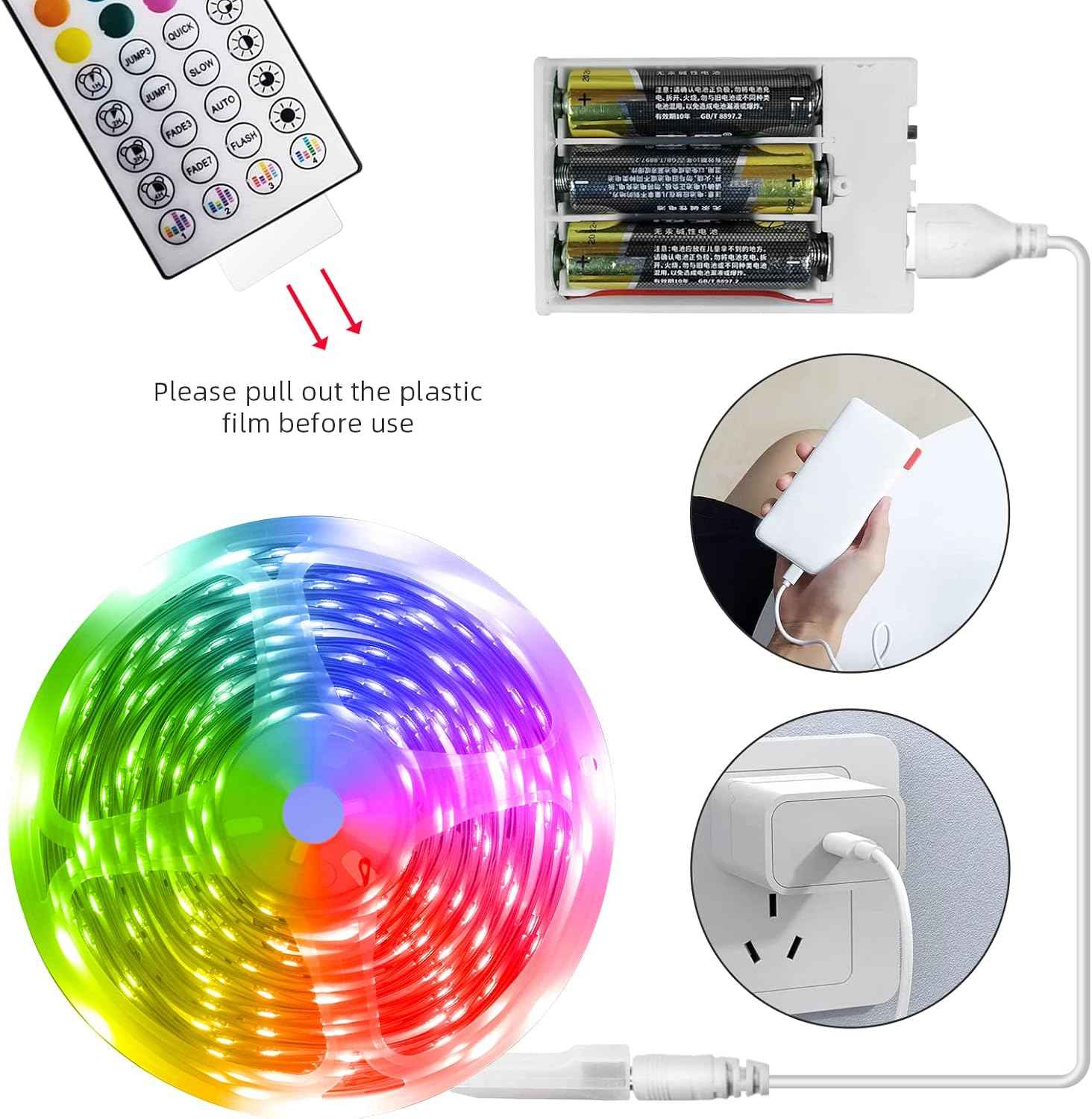 Liyokor 13.2ft Battery Powered LED Strip Lights – Safe Kids Room Night Light, Low Heat 5V