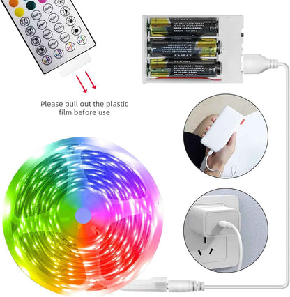 Liyokor 13.2ft Battery Powered LED Strip Lights – Safe Kids Room Night Light, Low Heat 5V