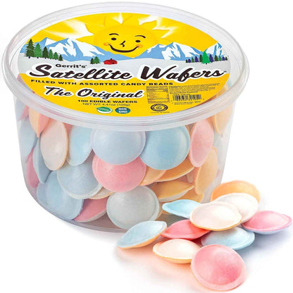 Gerrit's Flying Saucer Candy Tub – Vintage Birthday Gift for Mom, 100ct Bulk Novelty Wafer Sweets