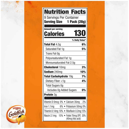 Goldfish Cheddar Cheese Crackers – Desk Drawer Office Snack, 1 oz Single-Serve Packs, 9 Count Tray