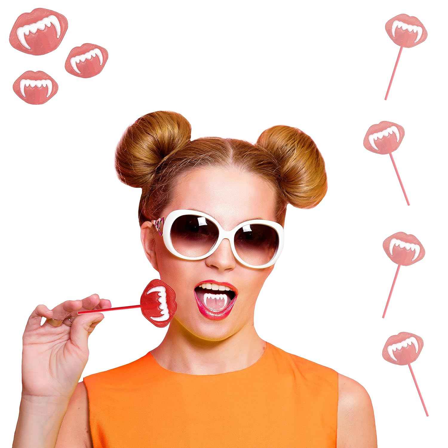 Fruidles Vampires Fangs Lollipop Suckers – Durable Individually Wrapped Candy for Outdoor Halloween Block Parties