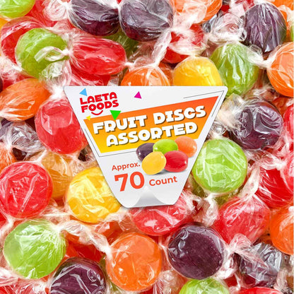 Assorted Fruit Discs | 1 Pound Bag - Approx. 70 Count | Hard Candy | Picnic Basket Treat