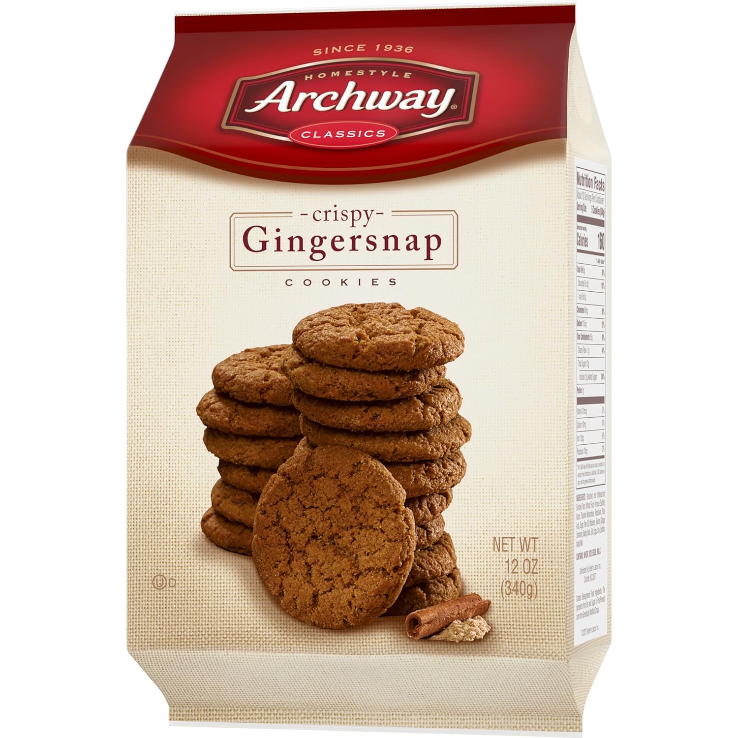 Archway Crispy Gingersnaps, 12 oz Office Pantry and Conference Room Snack Pack