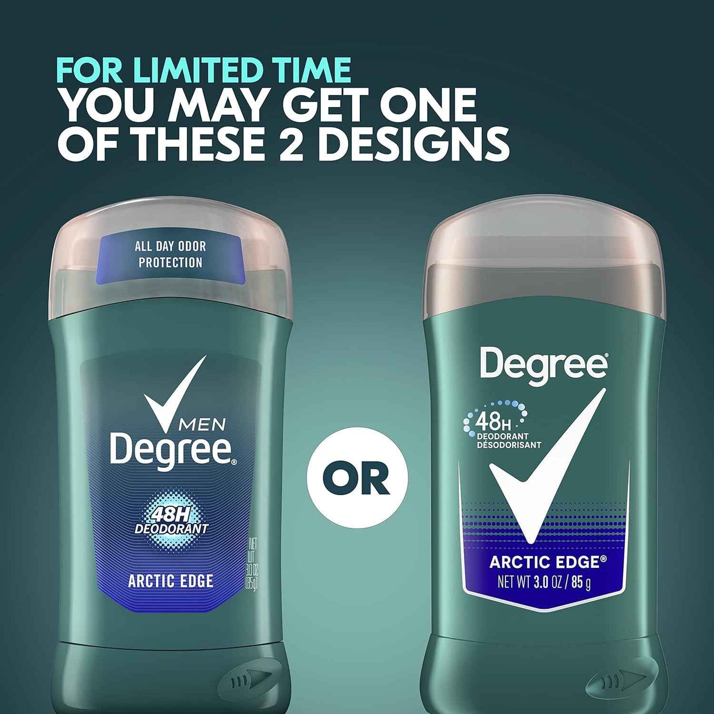 Degree Men Original Arctic Edge Deodorant 48-Hour Odor Protection Aluminum-Free Twin Pack for Sensitive Skin Daily Self-Care