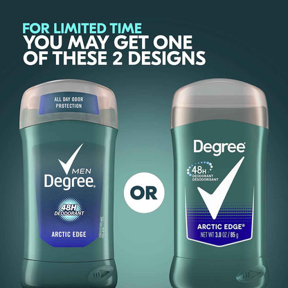 Degree Men Original Arctic Edge Deodorant 48-Hour Odor Protection Aluminum-Free Twin Pack for Sensitive Skin Daily Self-Care