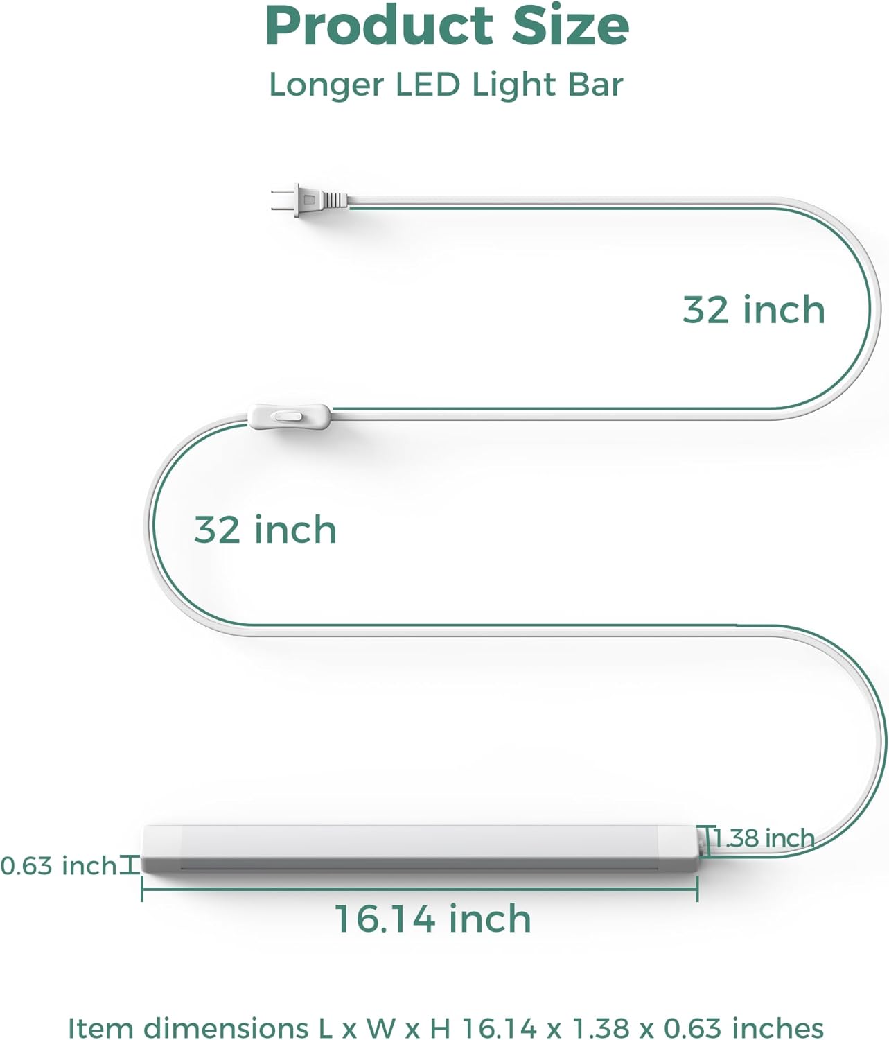 ASOKO 16 Inch Under Cabinet Light – Clean White LED Bar for Uncluttered Counters and Intentional Small Spaces