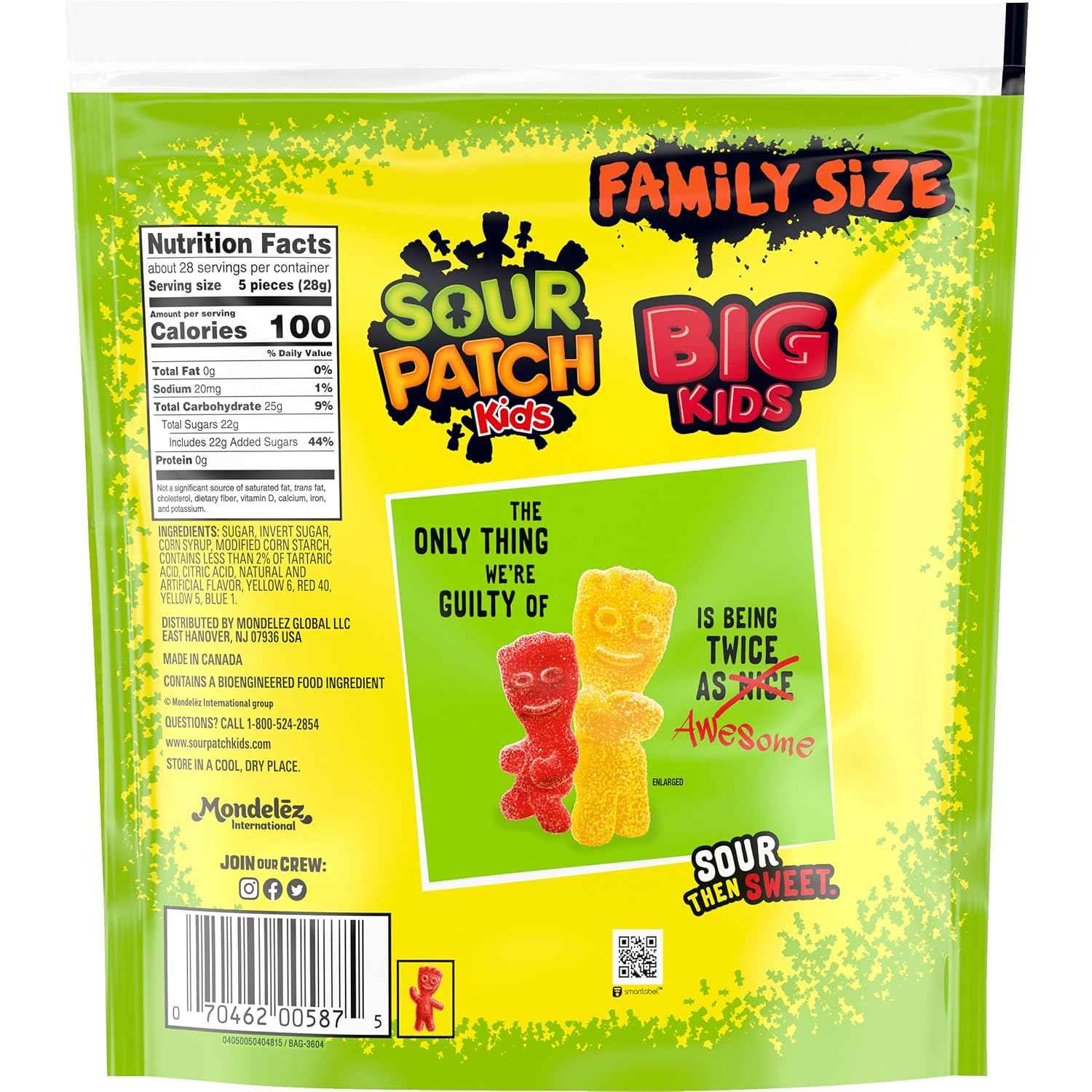 SOUR PATCH KIDS Big Kids Soft & Chewy Candy, Fun Birthday Party Favor Bag Stuffer, 1.7 lb