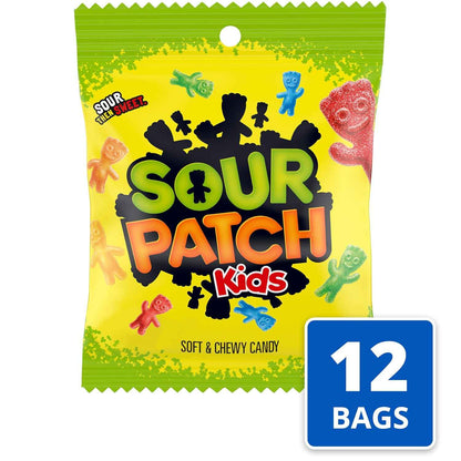Sour Patch Kids Original Soft & Chewy Candy 12-Pack – Nostalgic Birthday Party Favor and Care Package Gift for College Students