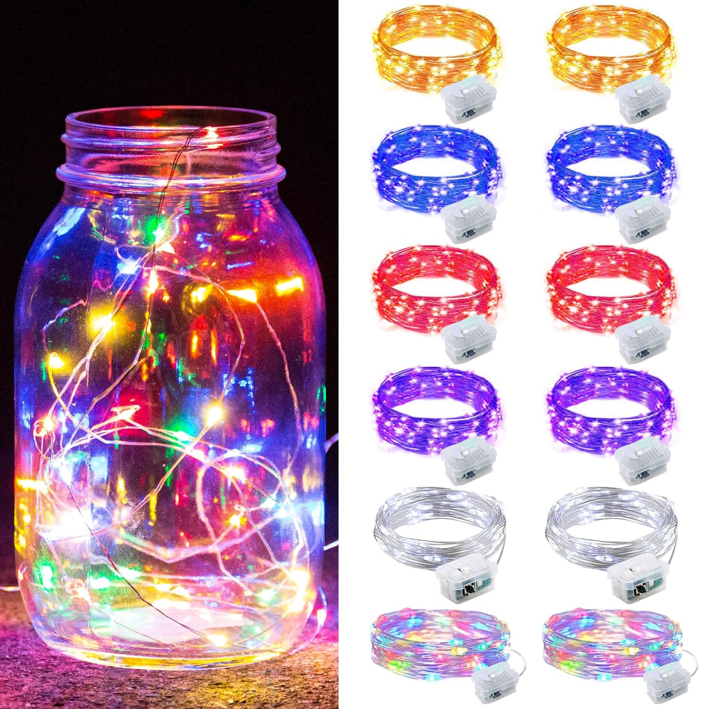 Aurora Glow Fairy Lights 7ft Battery Operated Cool to Touch Kids Room Night Light for Nursery and Playroom