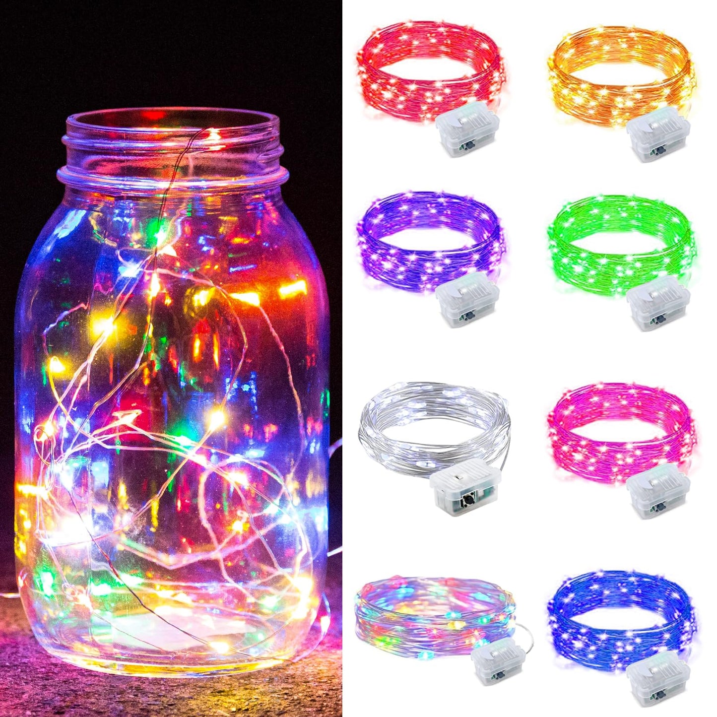 Aurora Glow Fairy Lights 7ft Battery Operated Cool to Touch Kids Room Night Light for Nursery and Playroom