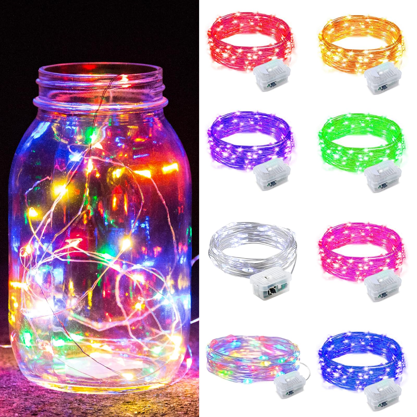 Aurora Glow Fairy Lights 7ft Battery Operated Cool to Touch Kids Room Night Light for Nursery and Playroom