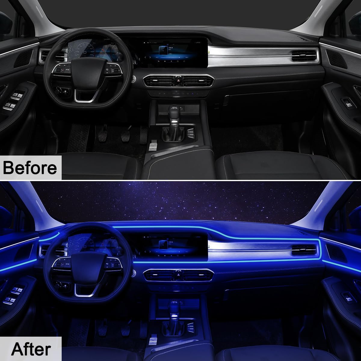 AuroraDrive Interior Car LED Strip Lights APP Control – Aesthetic Cabin Ambiance Lighting for Bedroom on Wheels