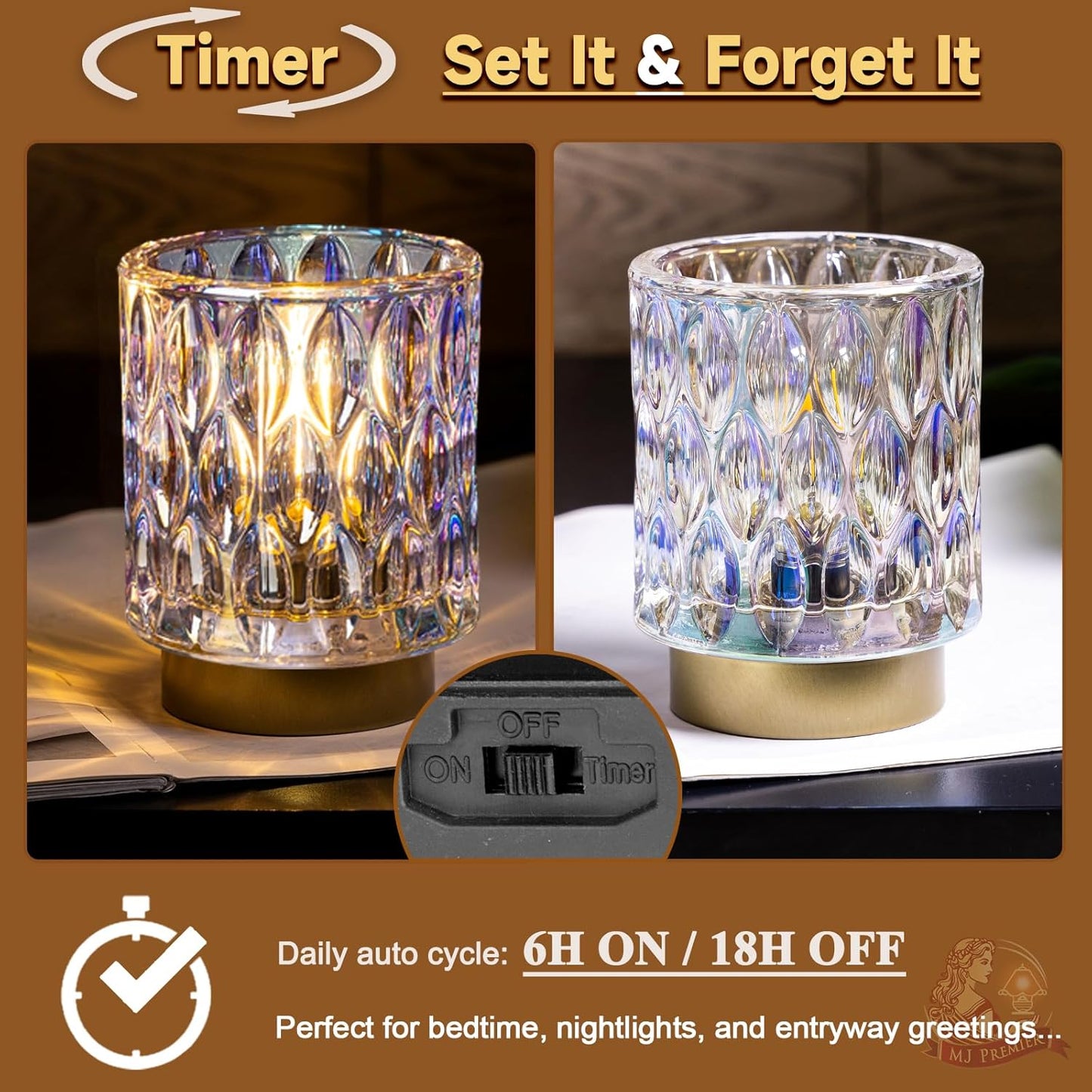 AuroraGlow Waterproof Crystal Lamp – Portable Cordless Light for Patio and Outdoor Dining, Battery Operated